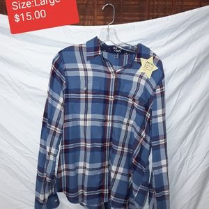 Chaps, Flannel Plaid long Sleeve button up Shirt